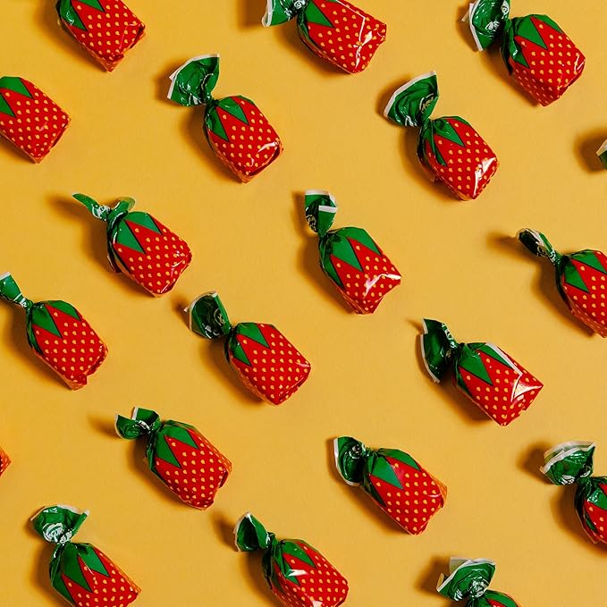 Strawberry Bulk Candy – Cambie Strawberry Hard Candy with Fruit-Filled Center, 6 lbs Individually Wrapped Bon Bons for Piñata Filler, Candy Bags, Party Favors Fruit-Filled Center
