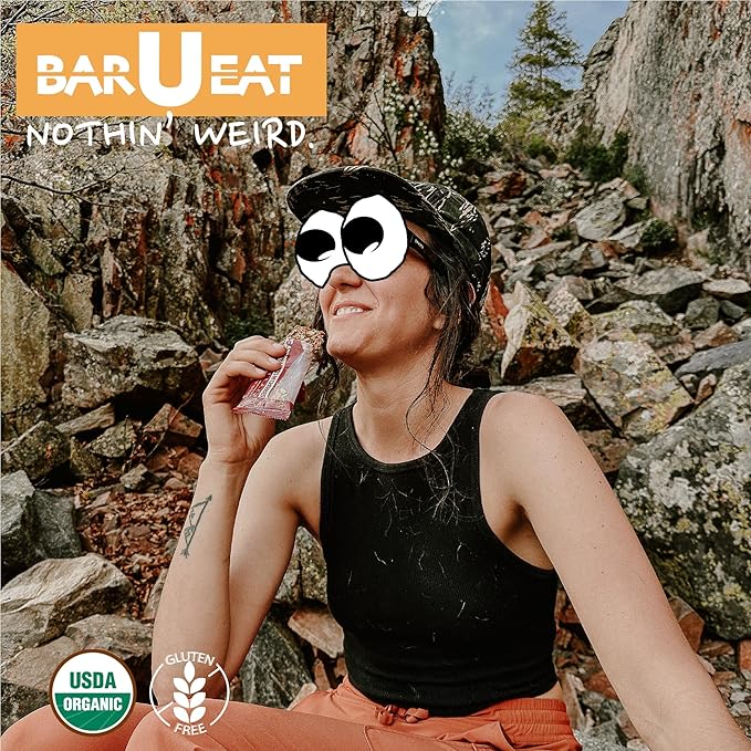 BAR-U-EAT Gluten-Free, Organic, Soft & Chewy Granola Bar. Whole Food Ingredients | Compostable Packaging | No Articial Sugar (Original 12 Pack)