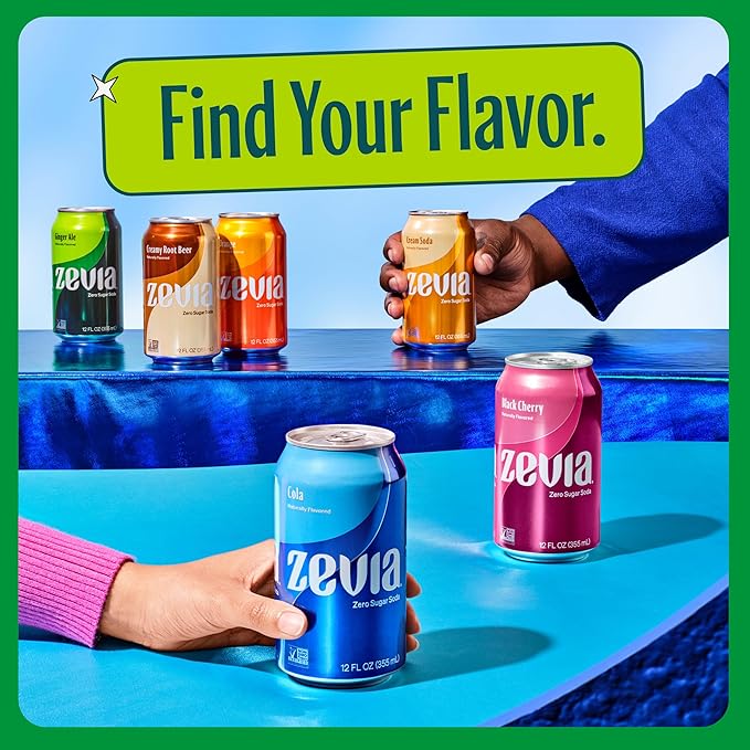 Zevia Zero Sugar Soda, Ginger Ale, 12 oz Cans (24-Pack) – Naturally Sweetened, Non-GMO Project Verified, Gluten-Free, Vegan