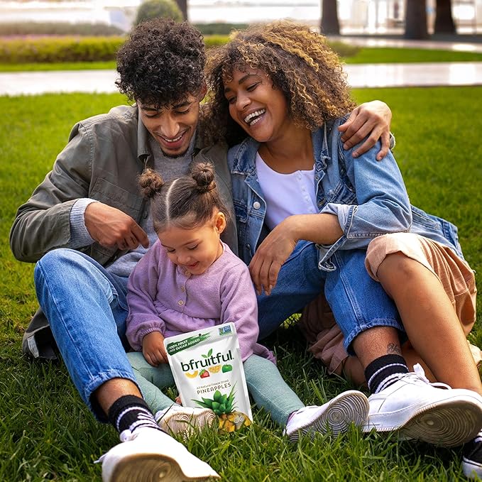 bfruitful Freeze-Dried Pineapple, Freeze Dried Fresh Fruit Bites, Gluten Free, Vegan, Dairy Free, Kosher, No Sugar Added, Non GMO, Healthy Snacks for Kids or Adults, Single-Serve Snack Packets, 24 Pack