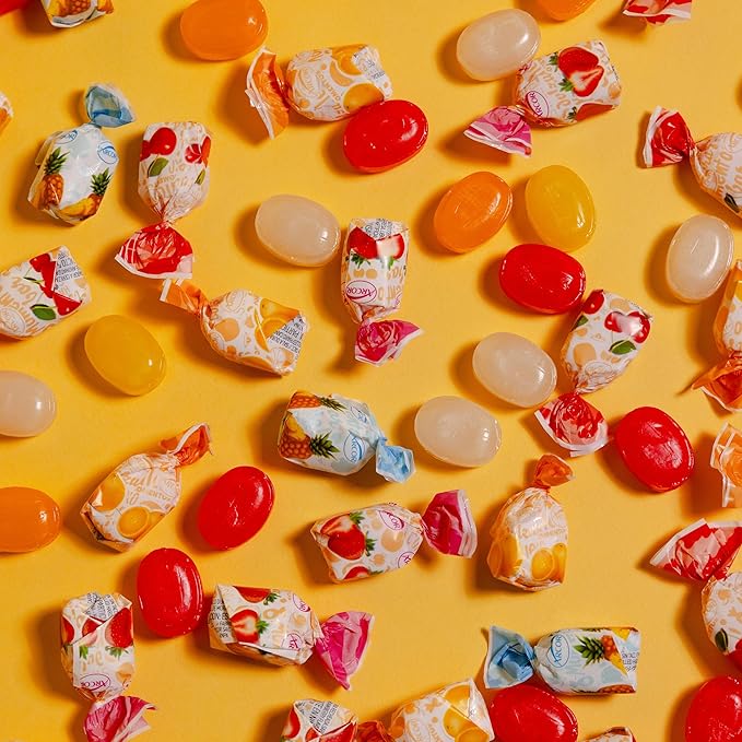 Assorted Fruit Hard Candy Individually Wrapped by Cambie, 4 lbs of Fruit Candy with a Deliciously Sweet Hard Exterior with a Soft, Decadent Filled Center