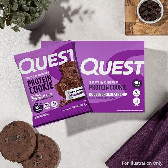 Quest Soft & Chewy Protein Cookie - Double Chocolate Chip (12 Cookies)