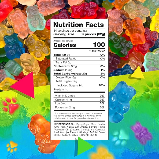 Bears Gummy Candy, Chewy Fruity Treat (1 Pound Bag)
