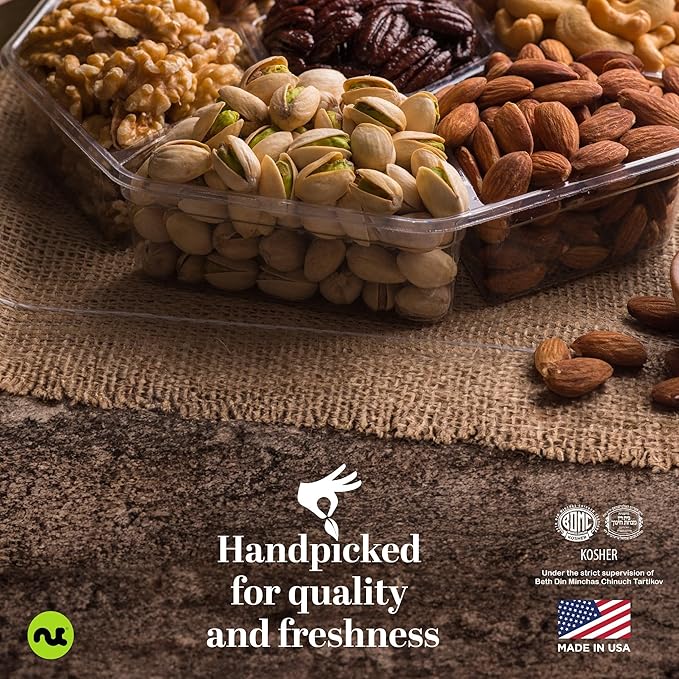 NUT CRAVINGS Gourmet Collection - Get Well Soon, Nuts Gift Basket with Get Well Soon Ribbon (7 Assortments) Food Platter, Healthy Snack Care Package, Food Assortments
