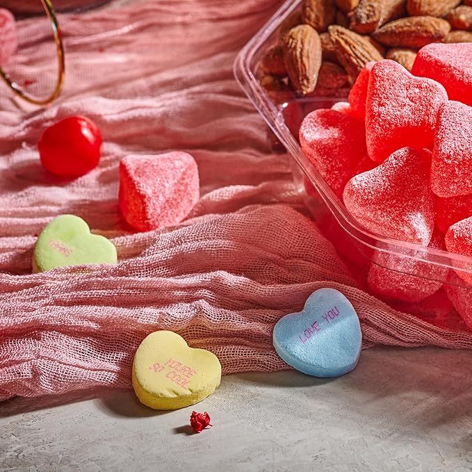 NUT CRAVINGS - Mixed Nuts & Heart Candy Gift Basket in Red Gold Box (7 Assortments, 1 LB) Food Arrangement, Healthy Snack Care Package, Food Assortments