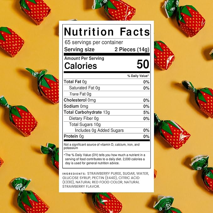 Strawberry Hard Candy Individually Wrapped by Cambie, 1 lb of Strawberry Candy with a Deliciously Sweet Hard Exterior with a Soft, Fruit-Filled Center