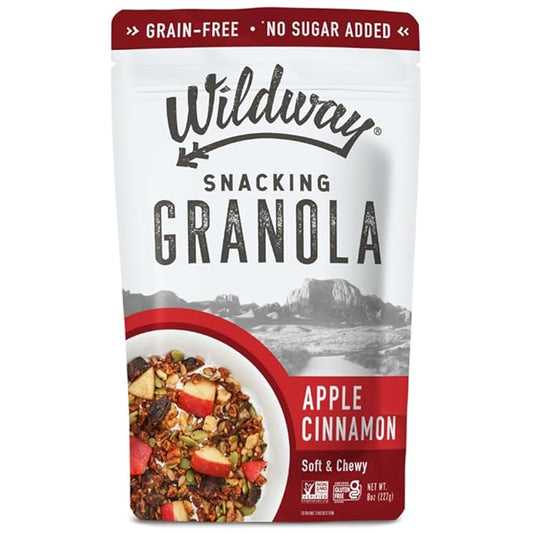 Wildway Keto Granola with Organic Ingredients | Apple Cinnamon | Grain-Free, Gluten-Free Cereal | Vegan, Low Carb & No Sugar Added | Paleo-Friendly, Non-GMO | Nutrient-Rich Fruit & Nut Snack | 8oz