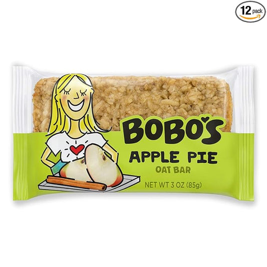 Bobo's Oat Bars, Apple Pie, 3 oz Bar (12 Pack), Gluten Free Whole Grain Snack and Breakfast Bar