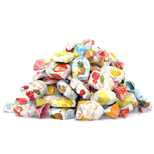 Assorted Fruit Hard Candy Individually Wrapped by Cambie, 4 lbs of Fruit Candy with a Deliciously Sweet Hard Exterior with a Soft, Decadent Filled Center