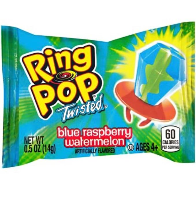 Ring Pop (2 pack) 10 Pops Total |Individually Wrapped Lollipop Suckers w/Assorted Fruity Flavors - Fun Candy for |Easter basket fillers| Party Favors, Birthday, Halloween ,Any Occasion |Bonus MAJUU