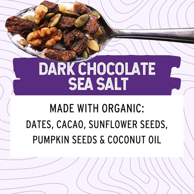 Wildway Keto Granola | Dark Chocolate Sea Salt | Grain-Free Certified Gluten-Free Cereal | Vegan, Low Carb | No Sugar Added | Paleo-Friendly, Non-GMO Fruit & Nut Clusters | Nutrient-Rich | 8oz, 3 Pack
