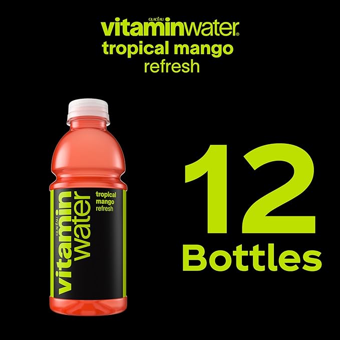 vitaminwater Refresh Tropical Mango Nutrient Enhanced Flavored Water Beverage, 20 fl oz Bottles, 12 Pack