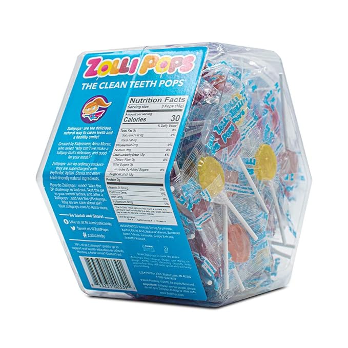 Zollipops Clean Teeth Lollipops, Anti-Cavity, Sugar-Free Candy in Assorted Flavors - Great for Kids, Diabetics, and Keto Diet, 126 Count, 29 oz