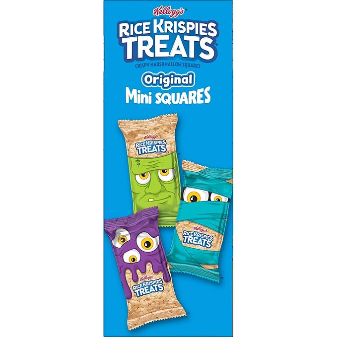 Rice Krispies Treats Crispy Mini Marshmallow Squares, Trick-or-Treat Snacks, Halloween Pack, Original, 23.2oz Box (60 Bars)