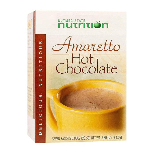 Nutmeg State Nutrition HealthyWise - High Protein Hot Cocoa - Instant Low Carb, Low Calorie Hot Chocolate Mix with 15g Protein, 7 Servings Per Pack (Amaretto)