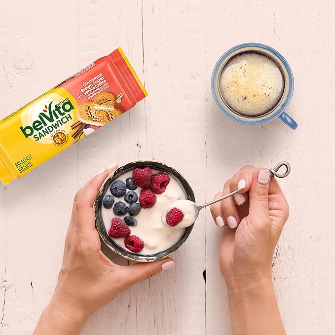 belVita Breakfast Bar Biscuit Sandwiches, Cinnamon Brown Sugar with Vanilla Creme, 30 Total Packs, 6 Boxes (2 Biscuits Per Pack)