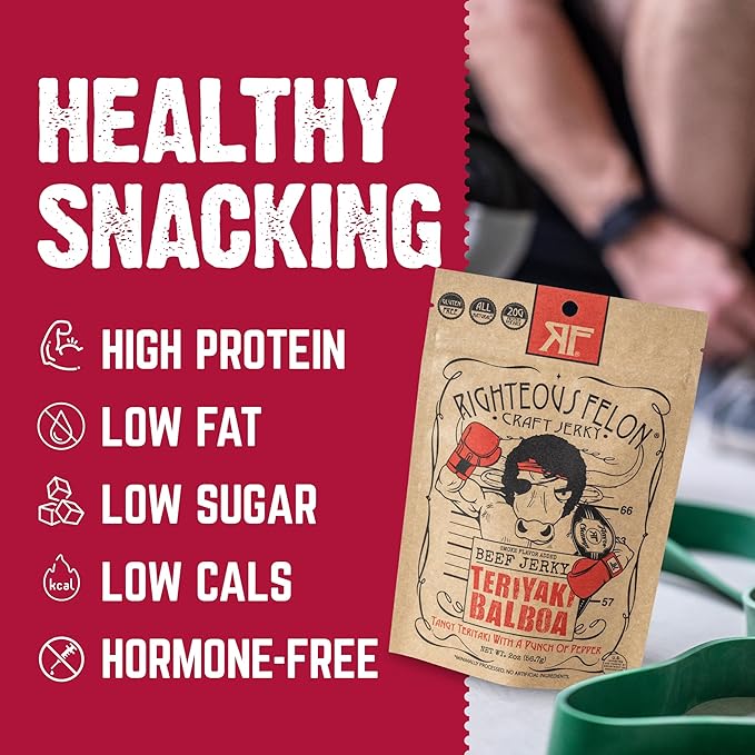 Righteous Felon Beef Jerky Variety Pack | Gluten Free Beef Jerky Snack Packs for Adults | High Protein, Keto-Friendly, Low Sugar | Made with Premium Meats | Gifts for Men | Sampler 8 Pack