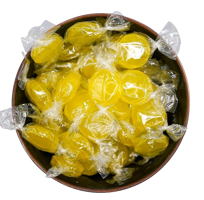 DM Sweets Sugar Free Lemon Candy - 1 lb of Individually Wrapped Sweet Tart Sugar Free Lemon Buttons, Yellow
