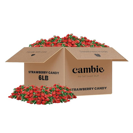 Strawberry Bulk Candy – Cambie Strawberry Hard Candy with Fruit-Filled Center, 6 lbs Individually Wrapped Bon Bons for Piñata Filler, Candy Bags, Party Favors Fruit-Filled Center