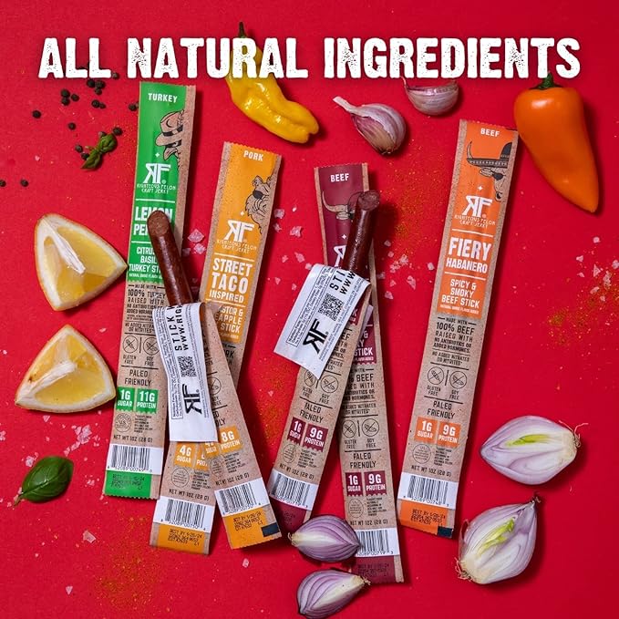 Righteous Felon Beef Jerky & Meat Sticks Variety Pack | Gluten Free Beef Jerky Snack Packs for Adults | High Protein, Keto, Low Sugar | Made with Premium Meats | Gifts for Men | 11 Pack Sampler
