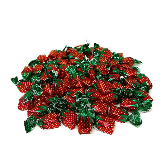 Strawberry Hard Candy Filled With Real Fruit Pulp - 1 lbs - Strawberry Flavored Bon Bons Filled with Real Strawberry Pulp - American Vintage Candy Snack Assortment - Individually Wrapped, 16 oz.