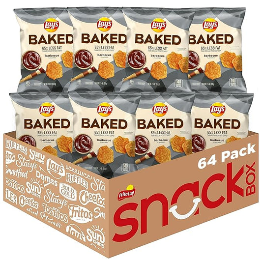 Baked, Lay's Barbecue Potato Crisps, 1.125 Ounce (Pack of 64)