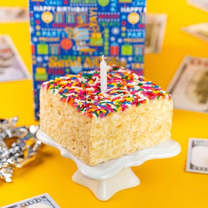 SendaCake Birthday Billionaire Box, Ready to Gift, No Assembly Required with Music, Sweet Caramels & Delicious 3" Happy Birthday Crispy Cake for Delivery - Gift for Women, Men, Sister, Mom, Dad, Best Friend, Adults, Kids