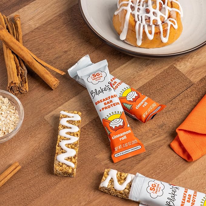 Blake's Seed Based Breakfast Bars with Protein — Cinnamon Roll (24 Count), 5g Clean Plant-Based Protein, Gluten Free, Nut Free, Dairy Free & Vegan, Healthy Snacks for Kids or Adults, School Safe