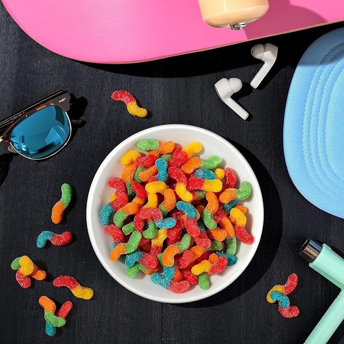 Trolli Sour Brite Crawlers Minis Candy, Sour Gummy Worms, 2 Ounce Treat-Size Pouches (Pack Of 18)